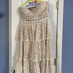 White Lace Strapless Dress